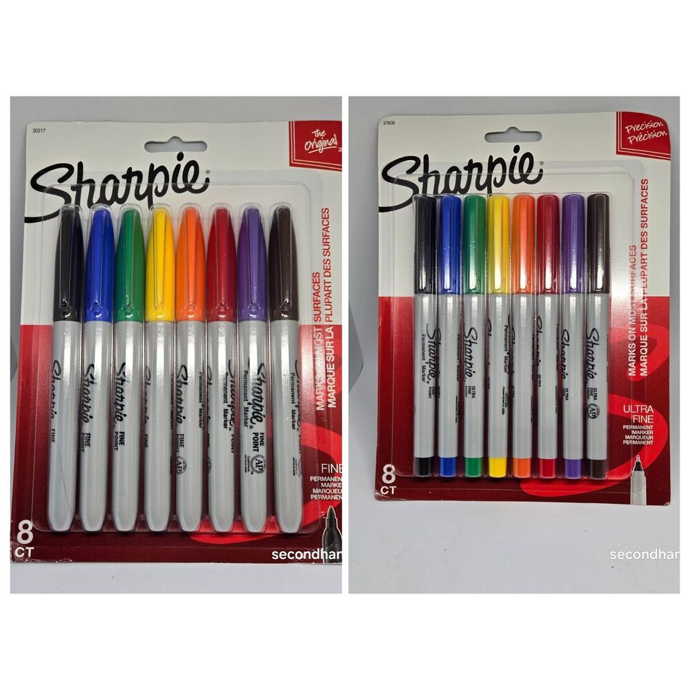 NEW Sharpie Permanent Markers – 8 Count Packs – Fine & Ultra Fine Point